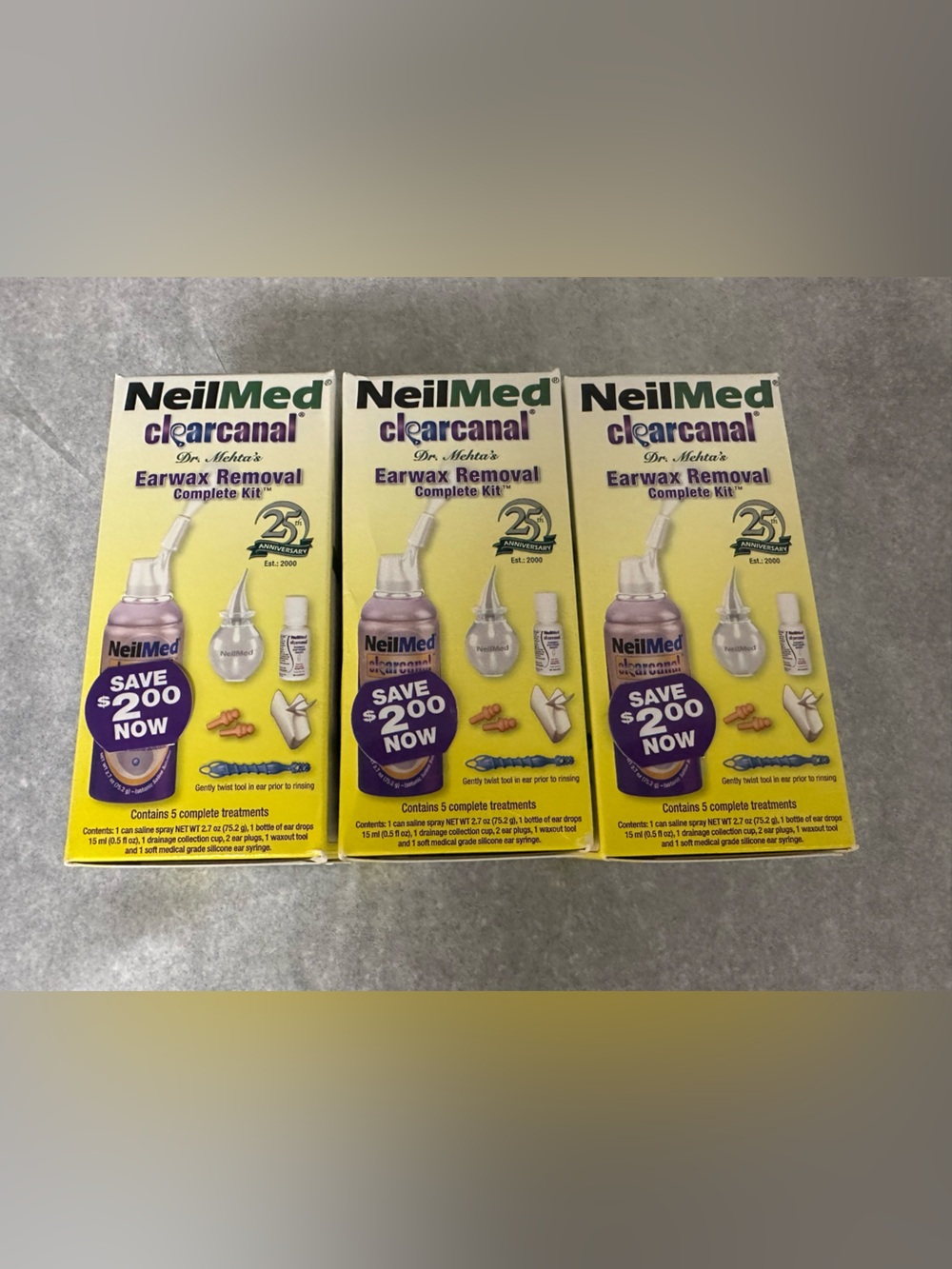 Get 3! NeilMed Clear Canal Dr. Mehta's Ear Wax Removal Complete Kit Rx 2.5 Ounce